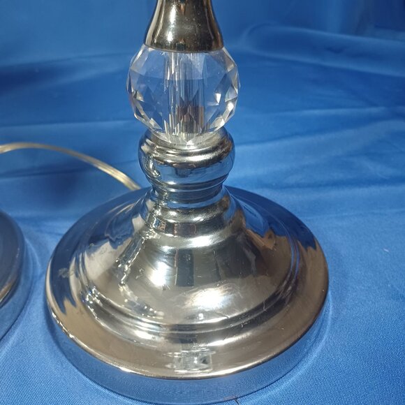 Vintage Hollywood Regency Crystal Ball Lucite Lamps Set Chrome Hardware … - Picture 10 of 11